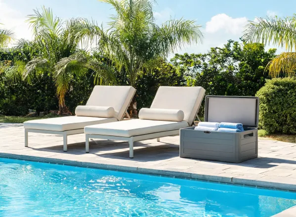 Poolside chaise lounge area