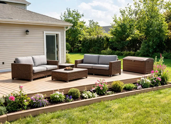 Residential backyard with Devoko patio set